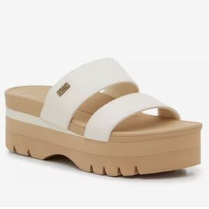 Reef NWOB Banded Horizon Platform Sandals In Beige, Women’s Size 7,